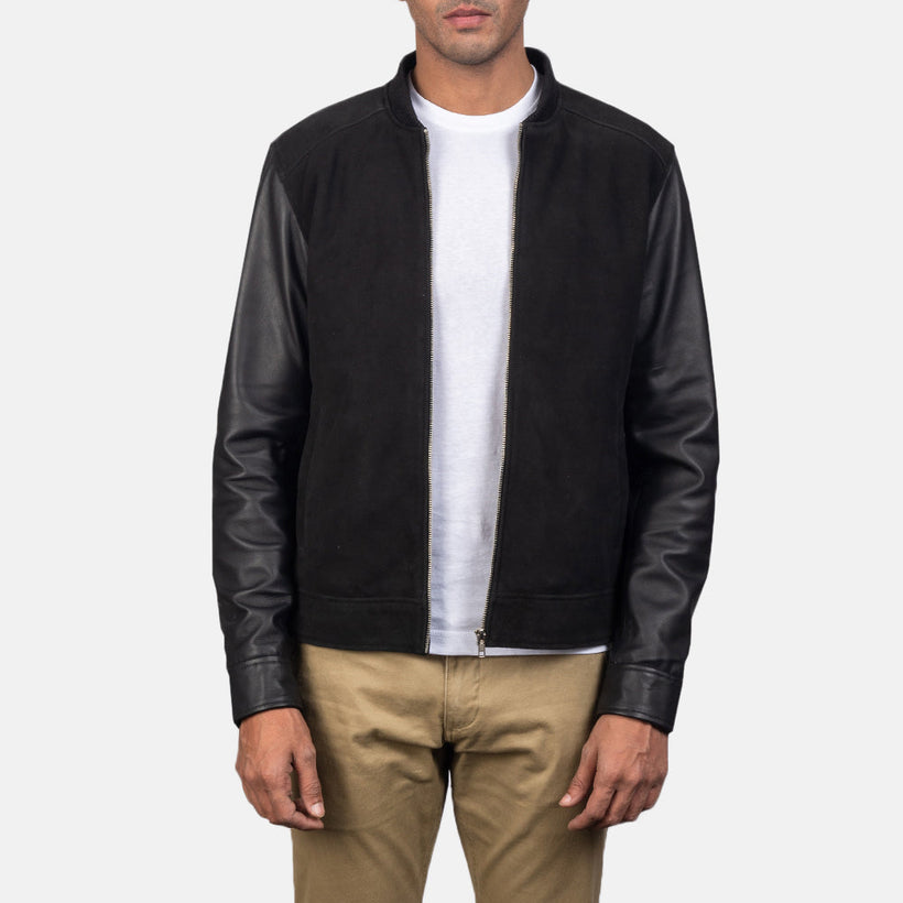 Blain Marron Blouson Bomber en Cuir pour Homme