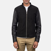Men's Blain Brown Suede Bomber Jacket - Vue de profil avec coupe de manche ergonomique