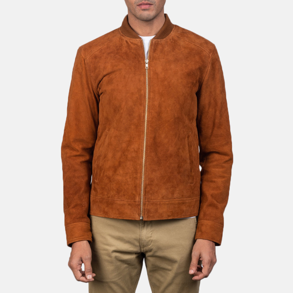Blain Marron Blouson Bomber en Cuir pour Homme – Vue produit alternative 3