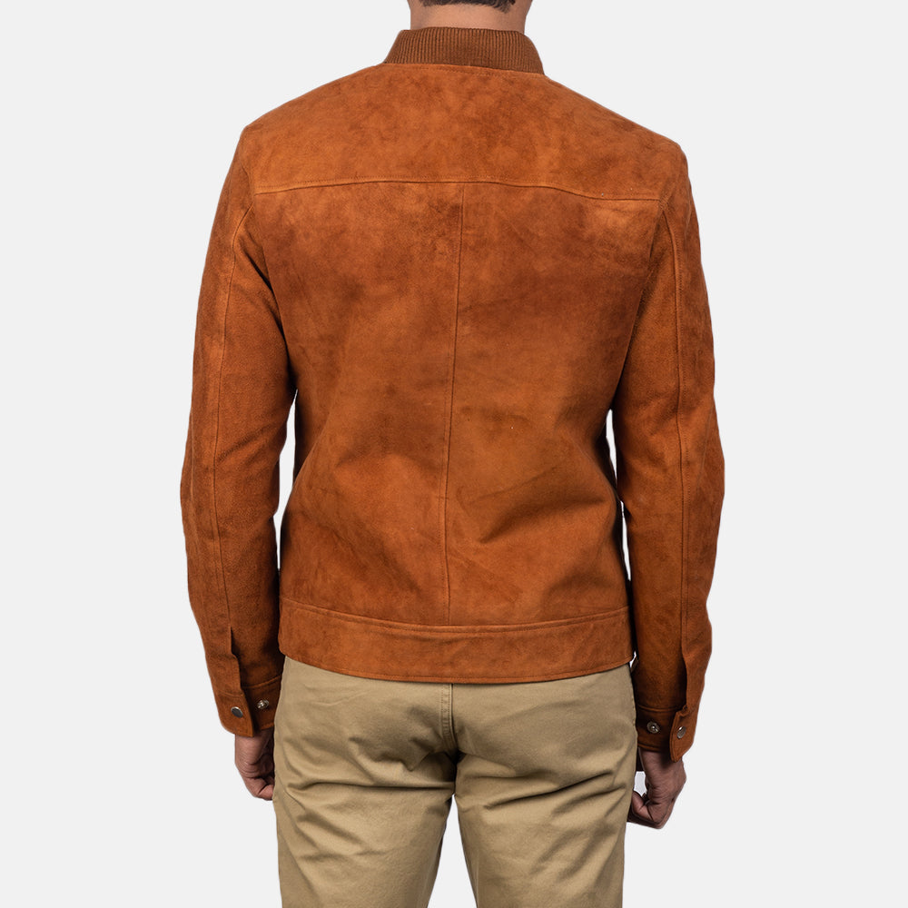 Blain Marron Blouson Bomber en Cuir pour Homme – Vue produit alternative 5