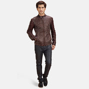 
Blix Bono Bordeaux Veste Motard en Cuir pour Homme - Vue de profil mettant en valeur la coupe de manche ergonomique
