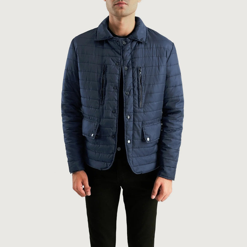 Bo Quilt Windbreaker Veste en Cuir pour Homme