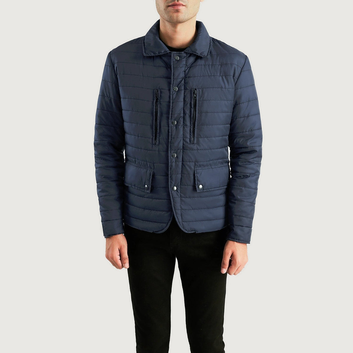 Men's Bo Quilt Windbreaker Veste en Cuir pour Homme - Vue de profil avec coupe de manche ergonomique