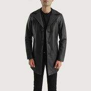 
Brawnton Noir Manteau en Cuir pour Homme in Black Cowhide Leather - Vue de face & silhouette ajustée | Acheter en ligne