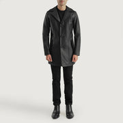 
Brawnton Noir Manteau en Cuir pour Homme - Vue de profil mettant en valeur la coupe de manche ergonomique