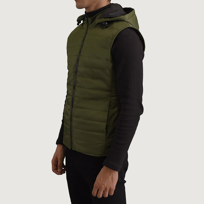 Carlo Vert Hooded Puffer Vest pour Homme