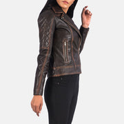 
Vintage Brown Goatskin Leather Biker Jacket - Vue arrière montrant la carrure ajustée et l'ourlet net