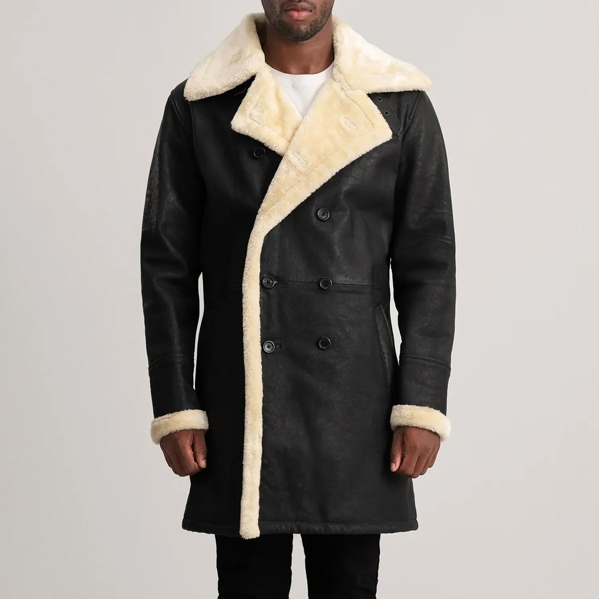 
Charles Manteau en Cuir Marron Shearling Manteau en Cuir pour Homme – alternate product view 4