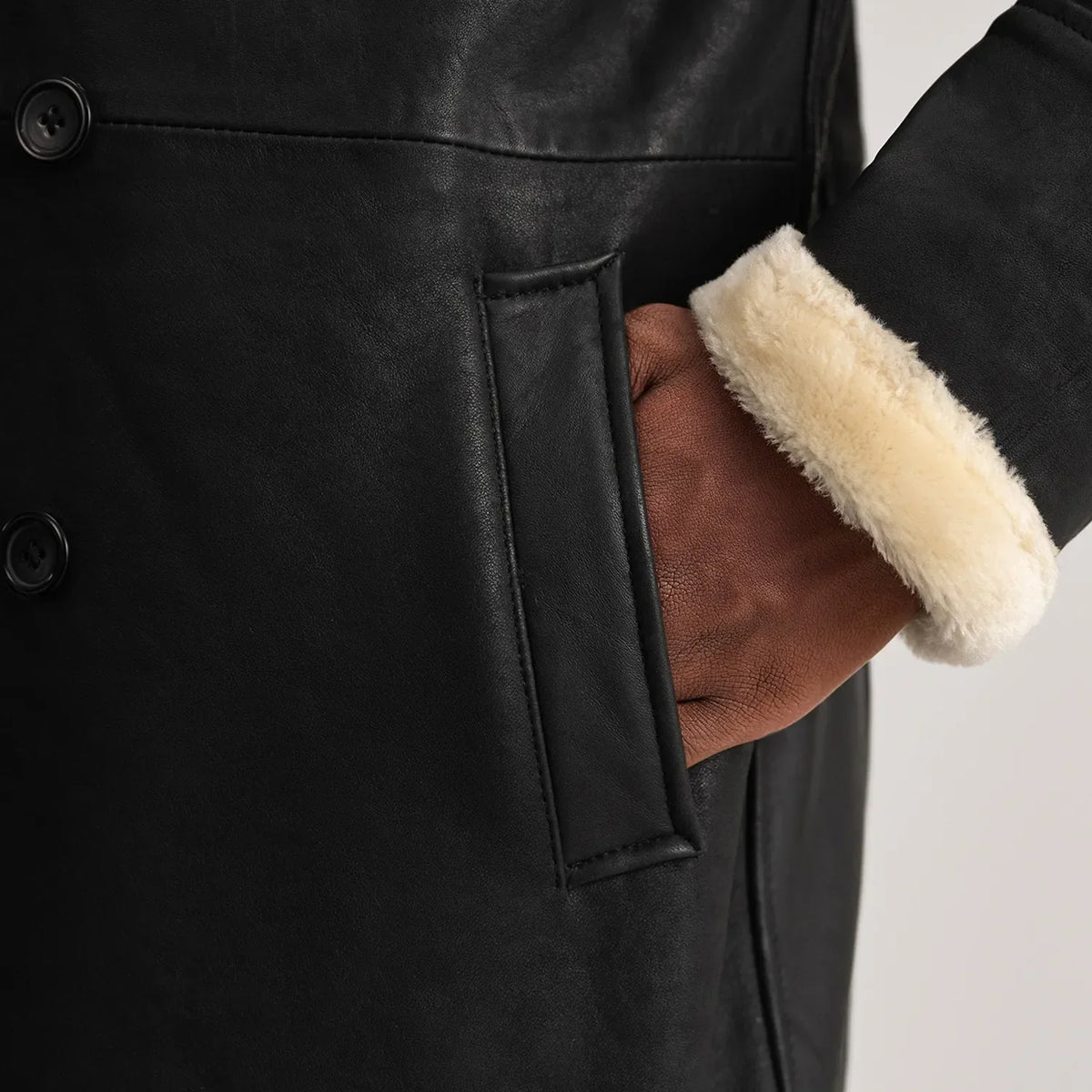 
Charles Manteau en Cuir Marron Shearling Manteau en Cuir pour Homme – alternate product view 6