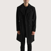 
Vue détaillée of Notch & Button Hardware on Claud Black Wool Double Breasted Coat