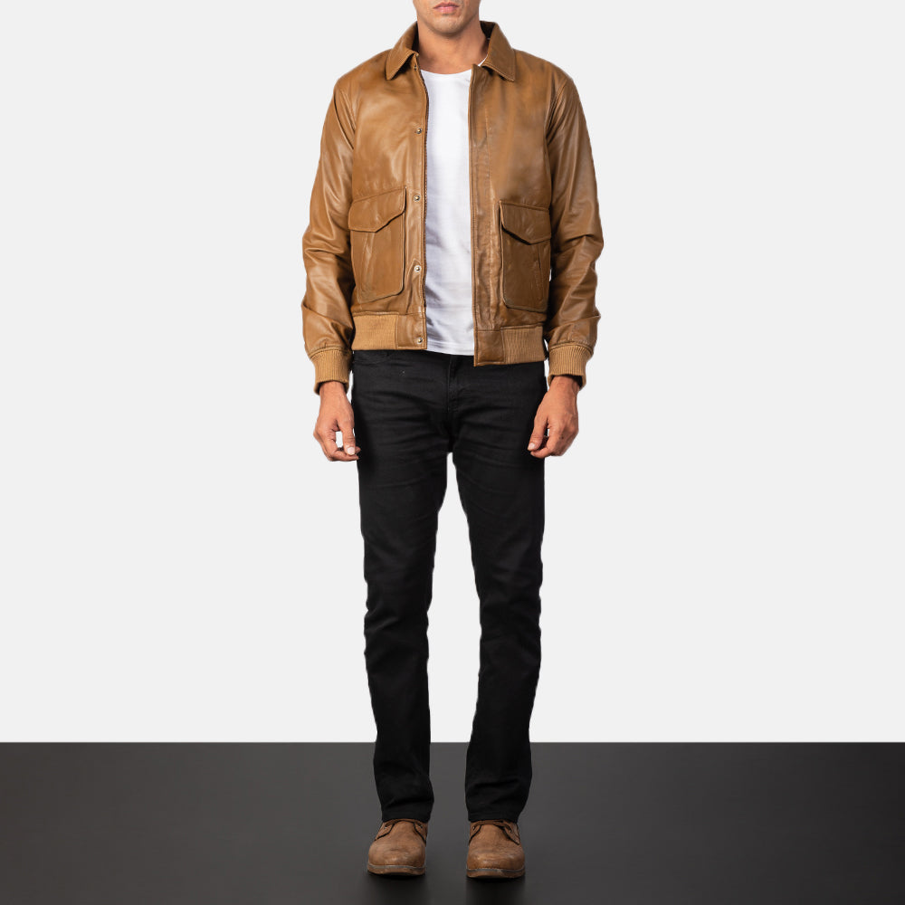 Coffmen Blouson Bomber en Cuir pour Homme – Vue produit alternative 4