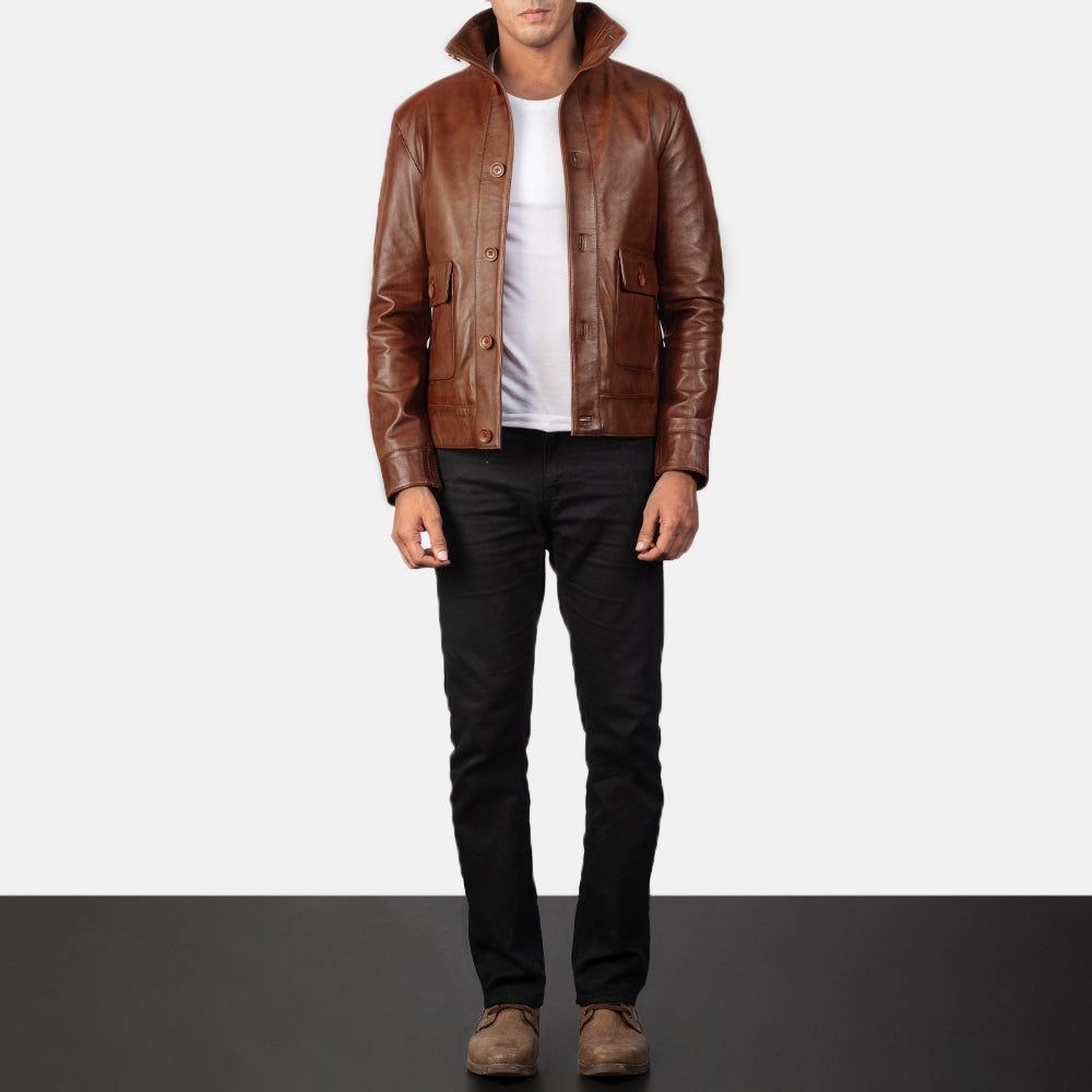 Columbus Blouson Bomber en Cuir pour Homme – Vue produit alternative 4