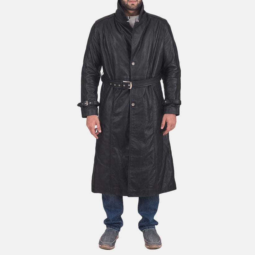Daniel Noir Trench-Manteau en Cuir en Cuir pour Homme
