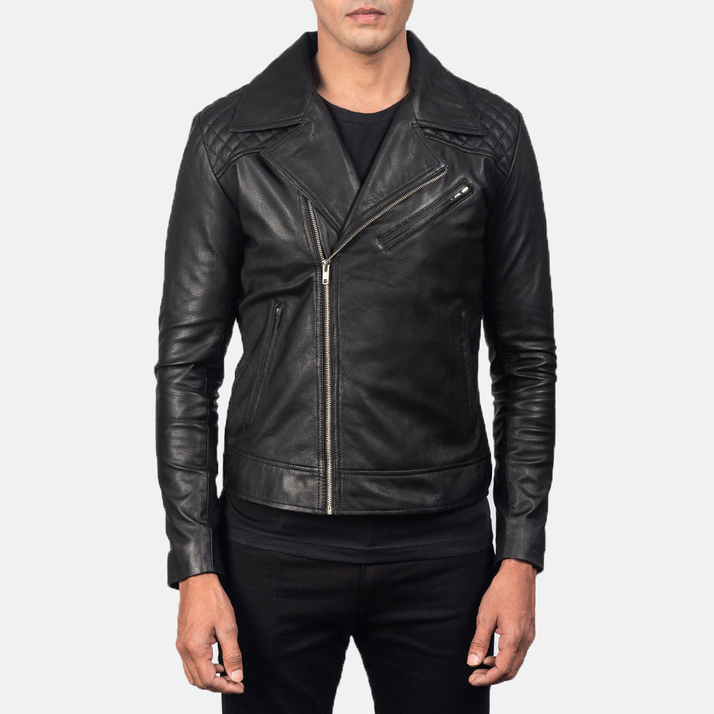 
Danny Quilted Brown Leather Biker Jacket - Vue de profil mettant en valeur la coupe de manche ergonomique