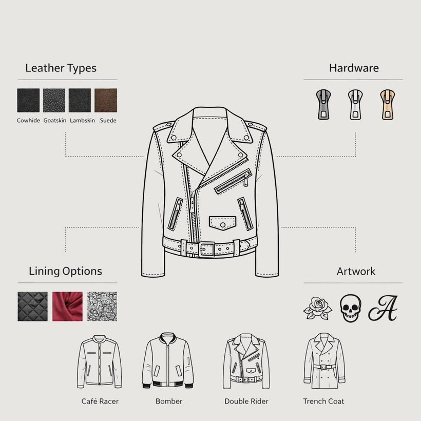 Design Your Own Veste en Cuir pour Femme