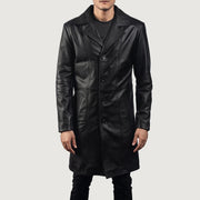 Men's Don Long Noir Manteau en Cuir pour Homme - Vue de profil avec coupe de manche ergonomique