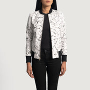Women's Donna Blake Blanc Blouson Bomber en Cuir pour Femme - Vue de profil avec coupe de manche ergonomique