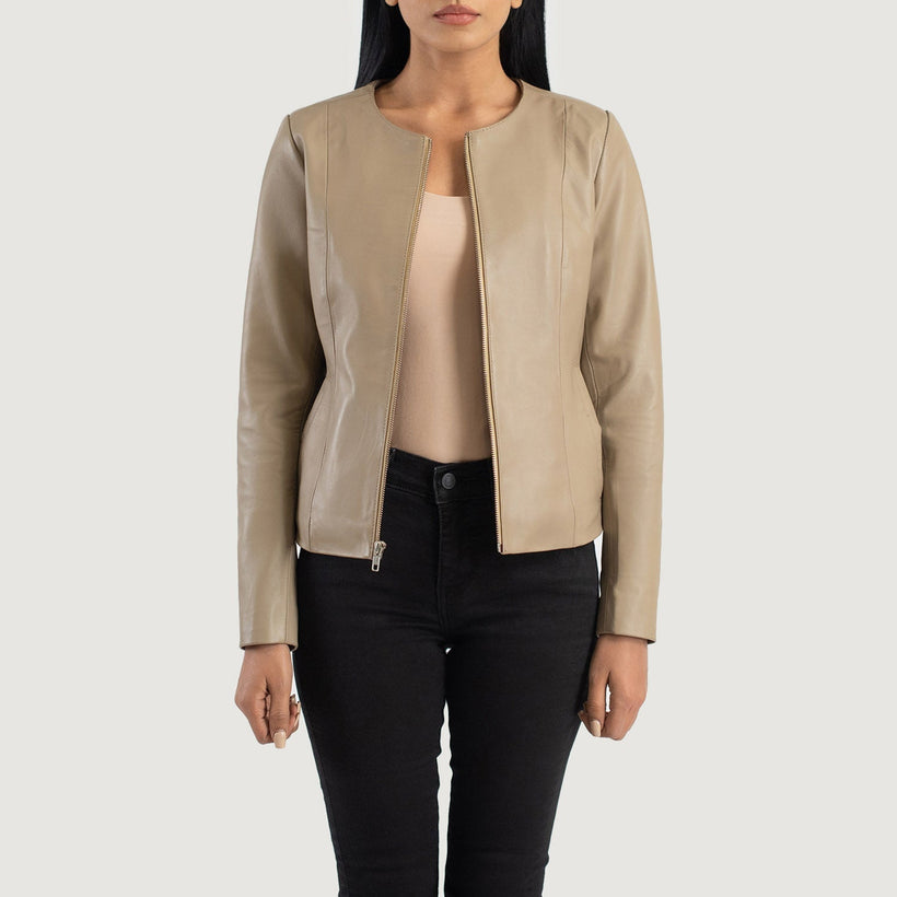 Elixir Collarless Veste en Cuir pour Femme