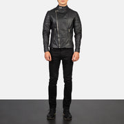 Men's Faisor Mocha Suede Biker Jacket - Vue de profil avec coupe de manche ergonomique