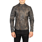 Faisor Mocha Veste Motard en Cuir pour Homme – Vue produit alternative 4