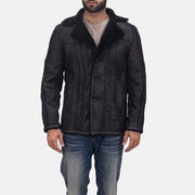 
Furcliff Double Face Shearling Manteau en Cuir pour Homme - Vue de profil mettant en valeur la coupe de manche ergonomique