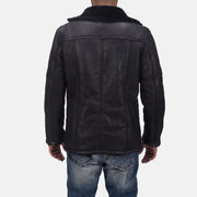 
Vue détaillée of Notch & Button Hardware on Furcliff Double Face Shearling Manteau en Cuir pour Homme