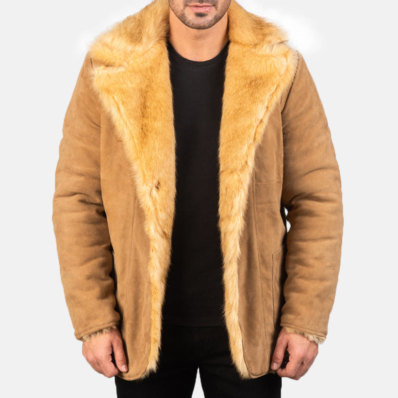 Furlong Manteau en Cuir Beige Manteau en Cuir pour Homme