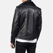Vue détaillée of Notch with Removable Fur &amp; Zipper with Waist belt Hardware on Men's Furton Black Leather Biker Jacket