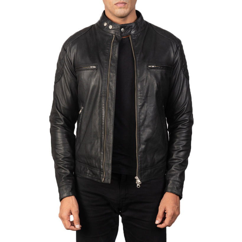 Gatsby Noir Veste Motard en Cuir pour Homme