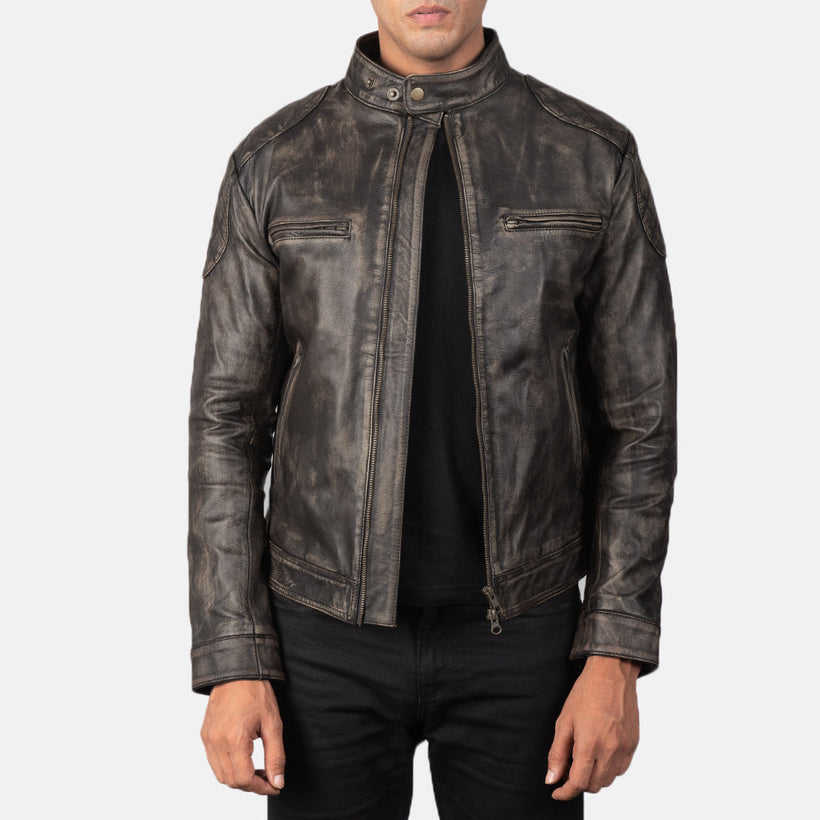 Gatsby Marron Vieilli Veste en Cuir pour Homme