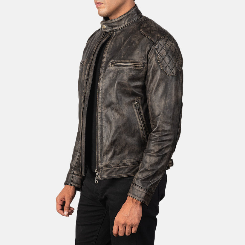 Gatsby Marron Vieilli Veste en Cuir pour Homme