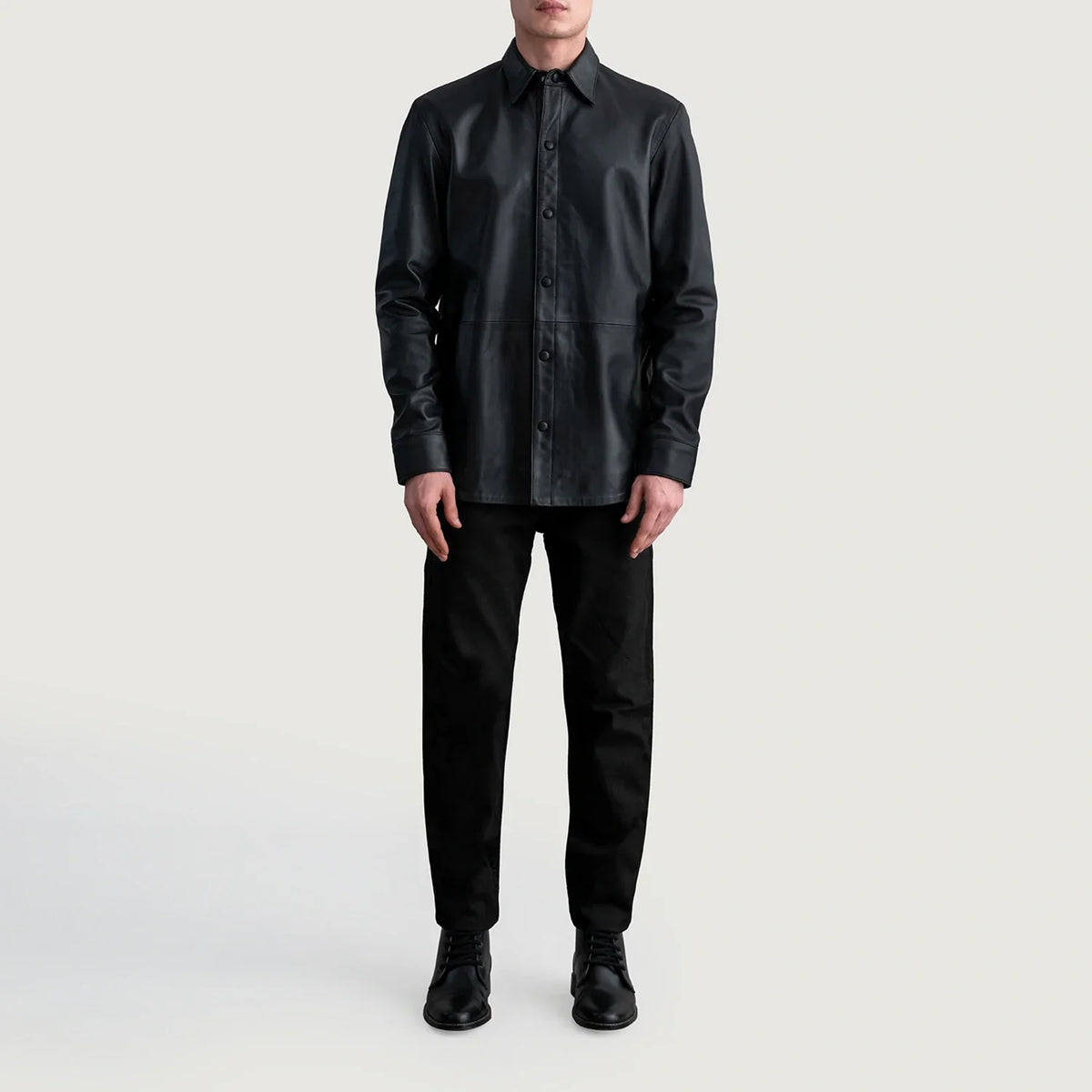 
Vue détaillée of Shirt & Leather Buttons Hardware on Haven Black Leather Shirt