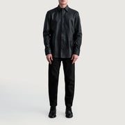 
Vue détaillée of Shirt & Leather Buttons Hardware on Haven Black Leather Shirt