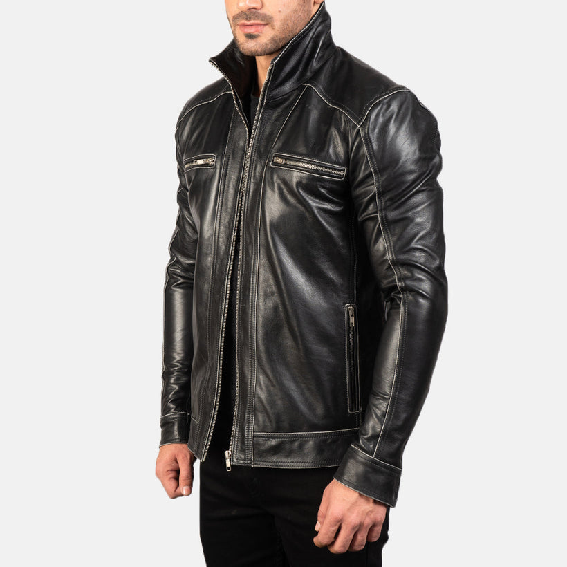 Hudson Veste Motard en Cuir pour Homme