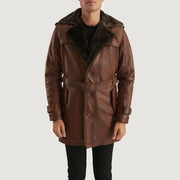 
Hunter Marron Vieilli Fur Manteau en Cuir pour Homme in Distressed Brown Sheepskin Burnishing - Vue de face & silhouette ajustée | Acheter en ligne