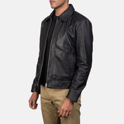 
Distressed Brown Sheep Skin Burnishing Biker Jacket - Vue arrière montrant la carrure ajustée et l'ourlet net
