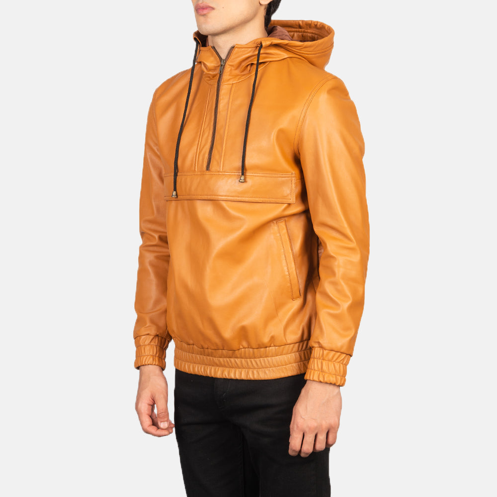 Kenton Hooded Veste en Cuir pour Homme – Vue produit alternative 2