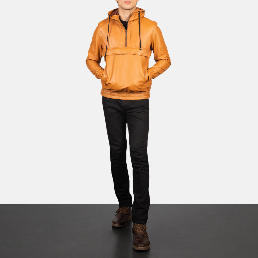 Kenton Hooded Veste en Cuir pour Homme – Vue produit alternative 3