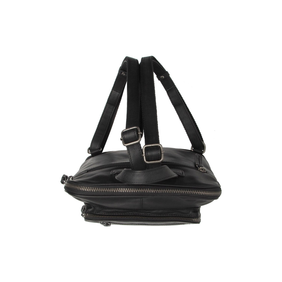 Floran Full-Grain Leather Backpack pour Femme - Structured Side Profile Showing Gusset Depth &amp; Expansion Capacity
