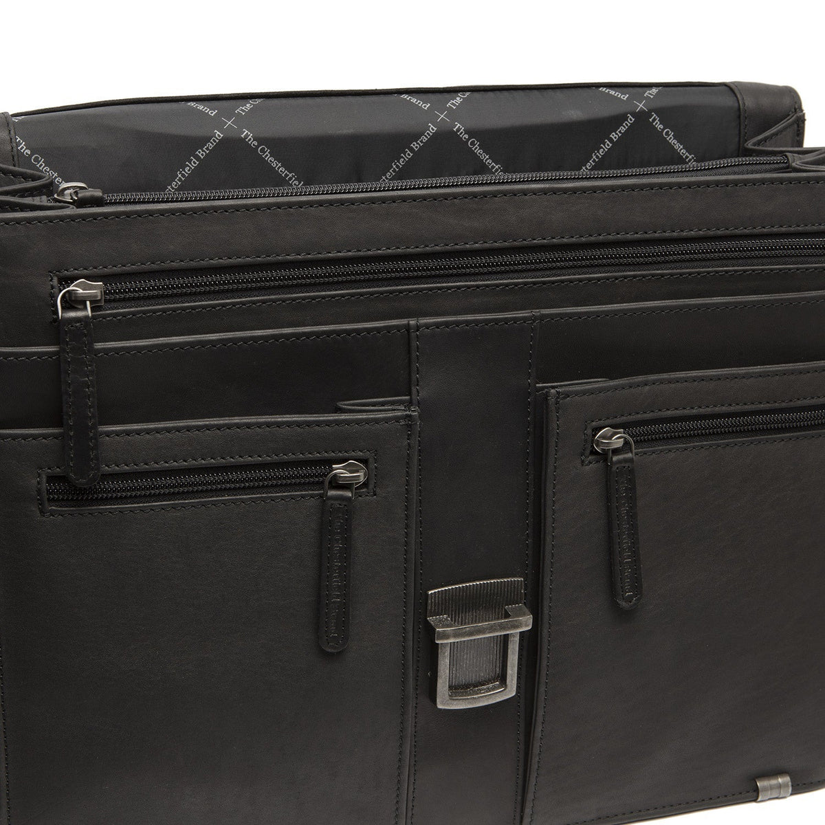 Stuttgart Full-Grain Leather Briefcase pour Femme - Structured Side Profile Showing Gusset Depth &amp; Expansion Capacity