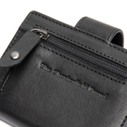 Solid Antique Brass Hardware &amp; Heavy-Duty Dual Zipper Detail on Barrea Full-Grain Leather Card Holder pour Femme