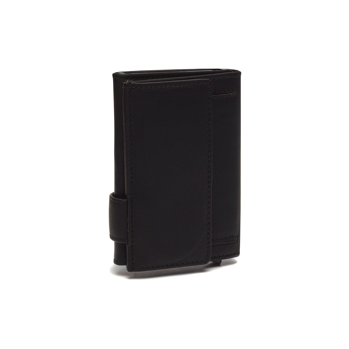 
Classic 100% Full-Grain Leather Card Holder - Perspective arrière montrant les bretelles en cuir renforcées