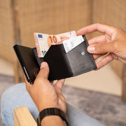 
Palma Cuir Pleine Fleur Porte-cartes - Profil latéral structuré montrant la profondeur du soufflet