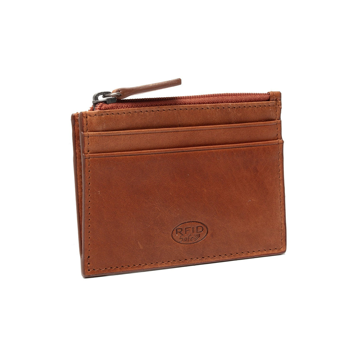 Cognac Leather Card Wallet pour Femme, detail view 5