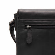 Lunor Full-Grain Leather Crossbody Bag pour Femme - Structured Side Profile Showing Gusset Depth &amp; Expansion Capacity