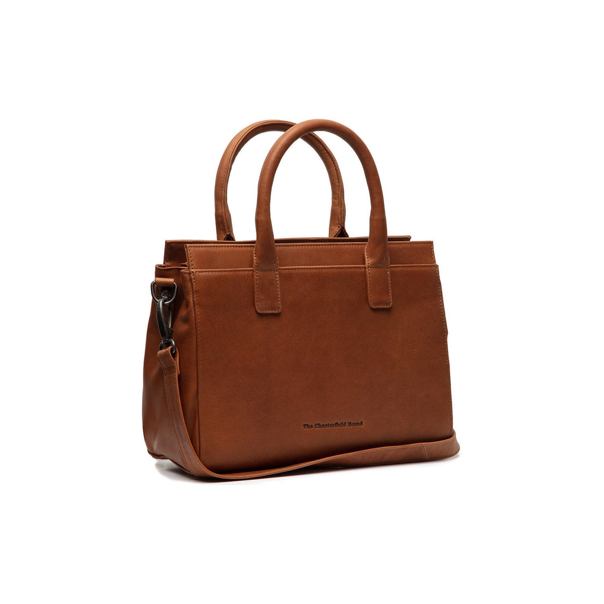 Styled Fit Perspective of Garda Full-Grain Leather Handbag pour Femme on Model - Natural Daylight Drape