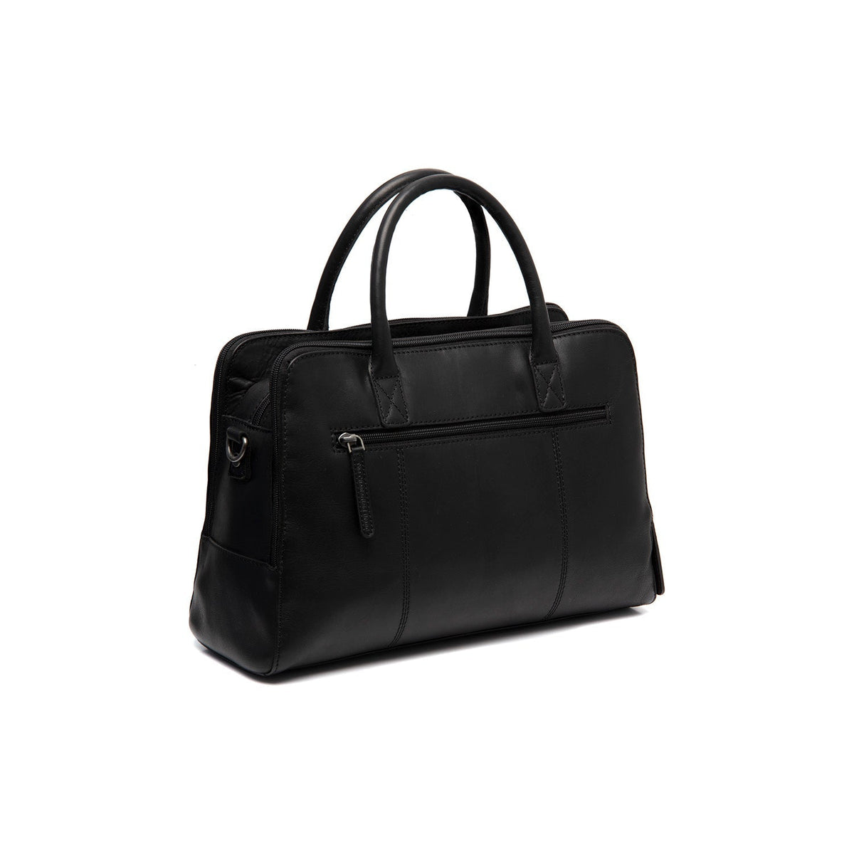 Tailored Rib Cuffs &amp; Hem Craftsmanship Construction Detail on Layton Full-Grain Leather Handbag pour Femme