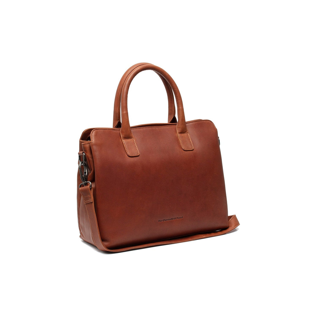 Styled Fit Perspective of Valmonte Full-Grain Leather Handbag pour Femme on Model - Natural Daylight Drape