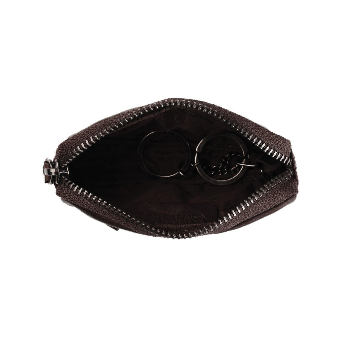 Tailored Rib Cuffs &amp; Hem Craftsmanship Construction Detail on Corey Full-Grain Leather Key Case pour Femme