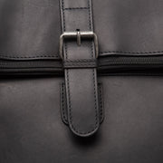 Solid Antique Brass Hardware & Heavy-Duty Dual Zipper Detail on Larsson Full-Grain Leather Laptop Backpack